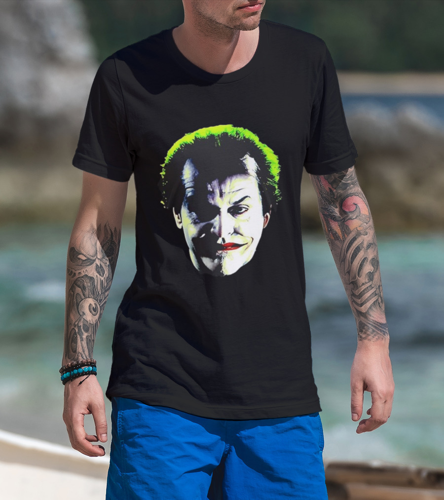 Jack Nicholson Joker Green Hair Batman Villain Face T-Shirt