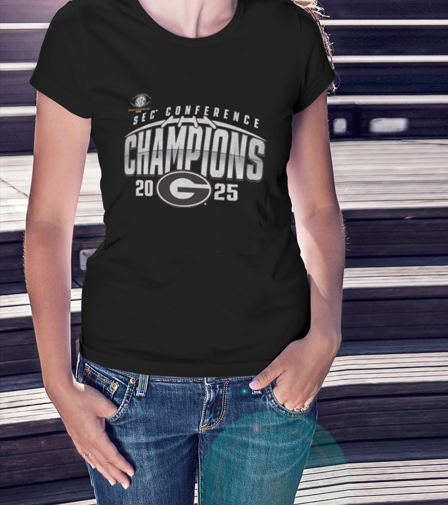 Georgia Bulldogs SEC Conference Champions 2025 Football Endzone Speed T-Shirt