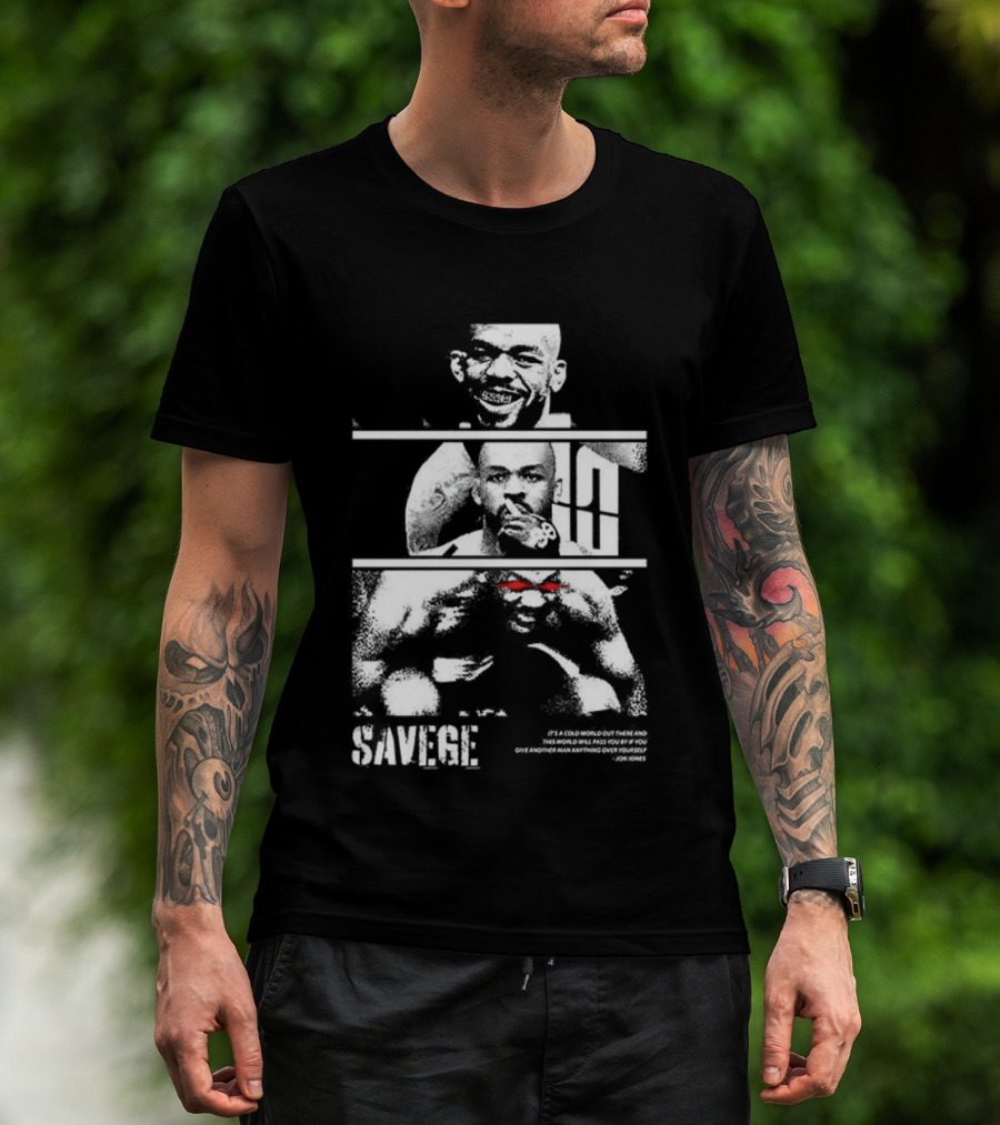 Jones Jones Savage Red Glove Fighter Portrait T-Shirt