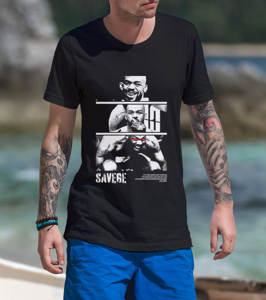 Jones Jones Savage Red Glove Fighter Portrait T-Shirt