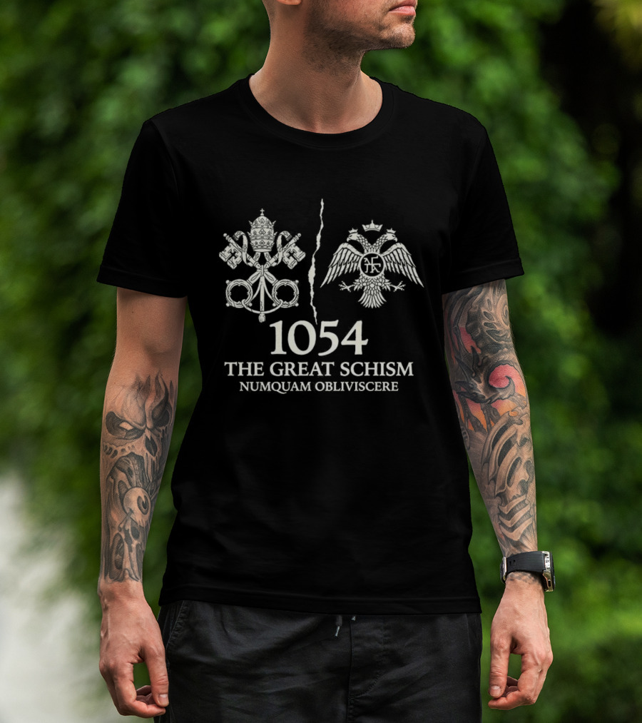 Never Forget 1054 The Great Schism Numquam Obliviscere Two-Sided Eagle Keys Symbols T-Shirt