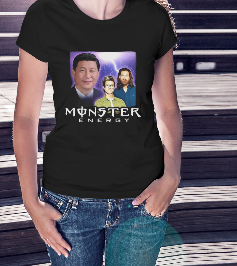 Monster Energy Meme With Lightning And Three Figures T-Shirt