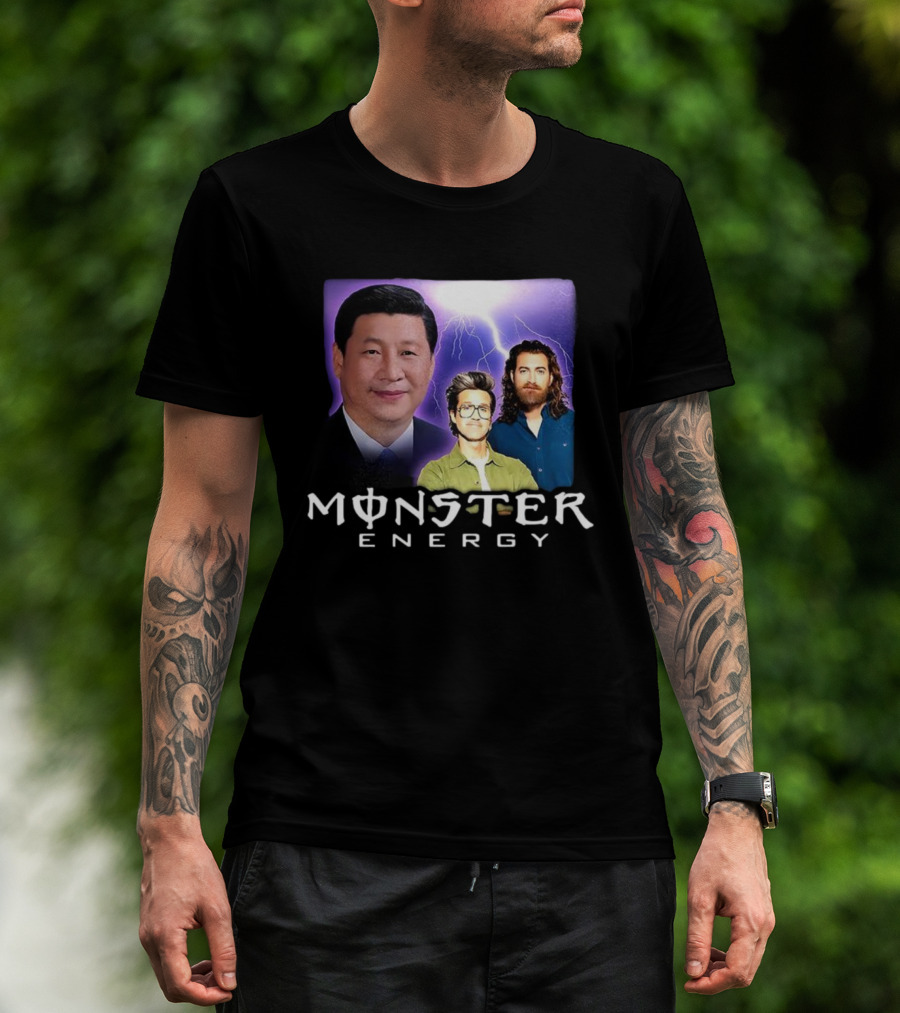 Monster Energy Meme With Lightning And Three Figures T-Shirt