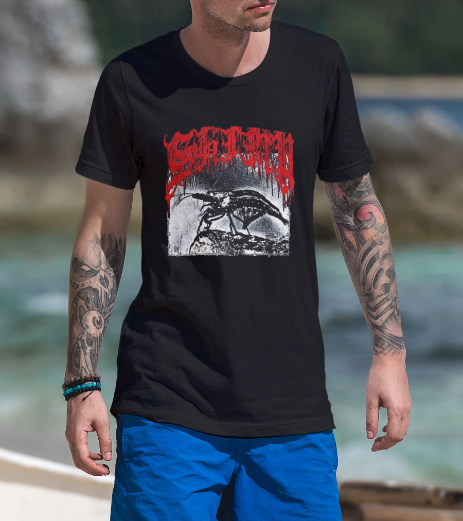 Death Metal Shrimp Lover Retro Horror Style T-Shirt