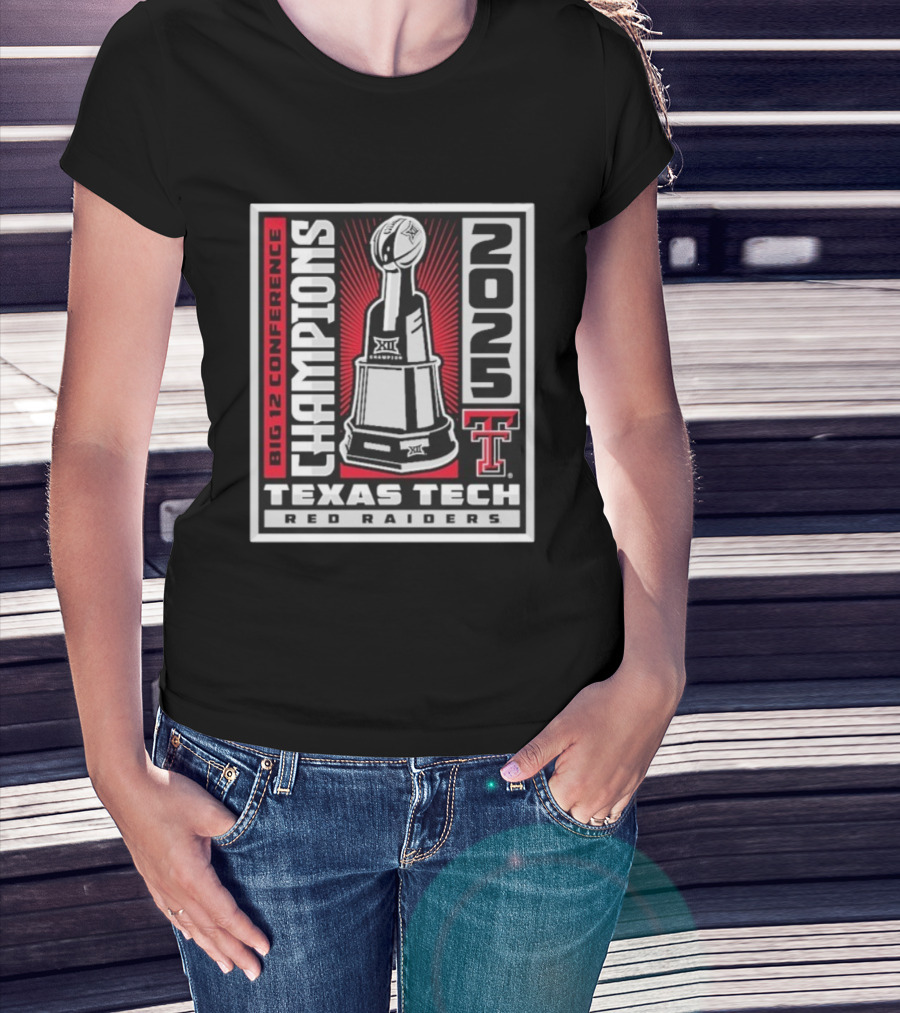 Texas Tech Red Raiders 2025 Big 12 Conference Champions Trophy Winner T-Shirt