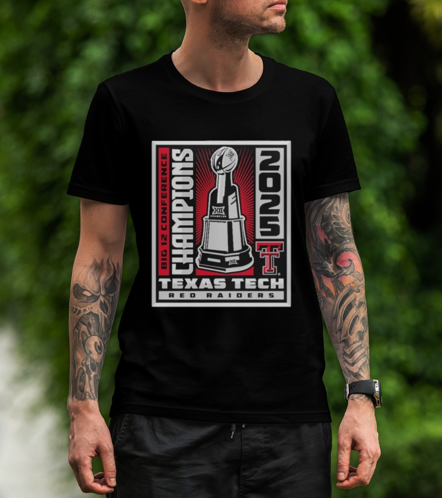Texas Tech Red Raiders 2025 Big 12 Conference Champions Trophy Winner T-Shirt