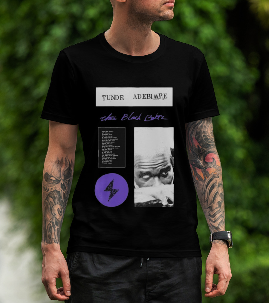 Tunde Adebimpe Thee Black Boltz Just Above Thunder Purple Lightning T-Shirt