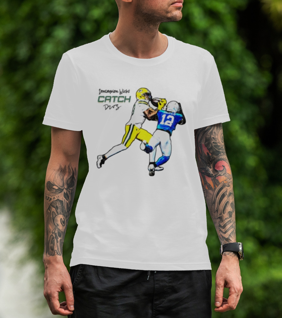 Don'tayvion Wicks Catch Packers Vs Lions Detroit Signature T-Shirt