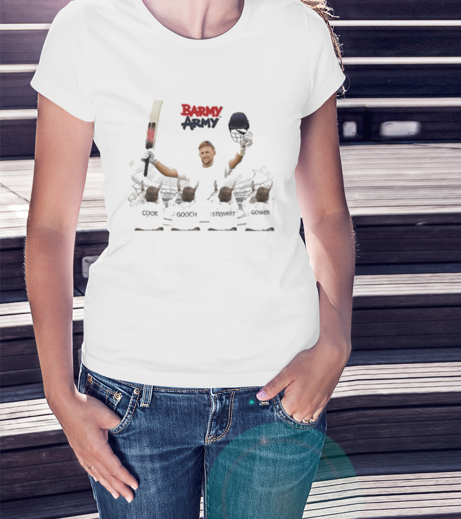 Barmy Army Joe Root Ovation Cook Godch Stewart Gower T-Shirt
