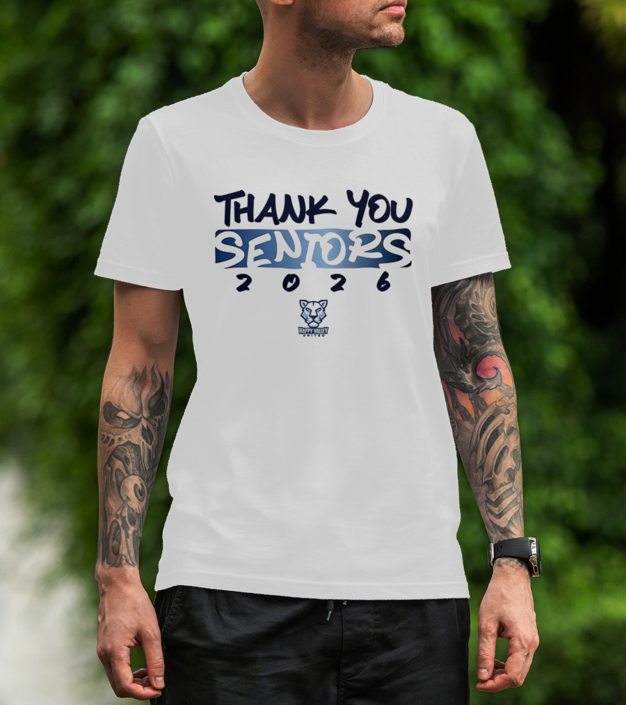 Thank You Seniors 2026 Happy Valley United Wolf Head Logo T-Shirt