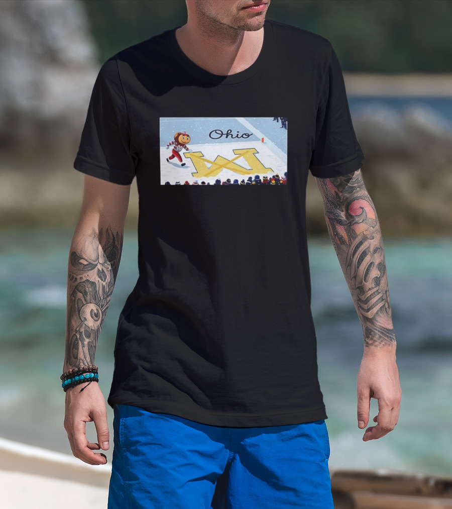 Ohio Brutus Sports Rivalry Crossing Out Michigan Icon M Football Game Scene T-Shirt