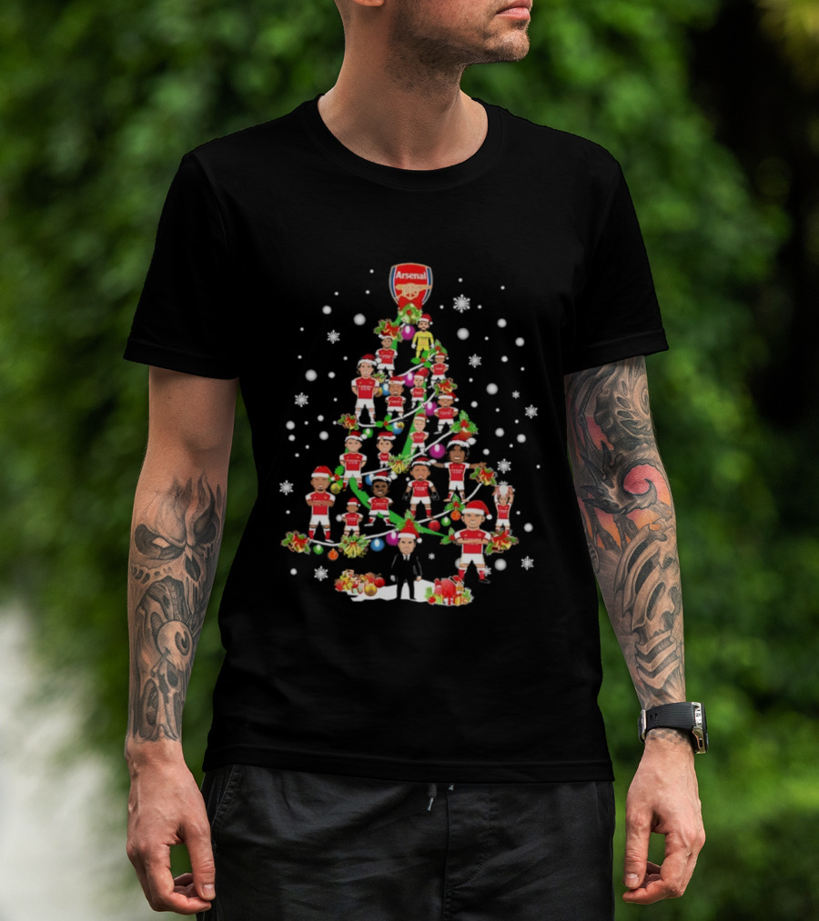 Arsenal FC Christmas Tree With Festive Players T-Shirt