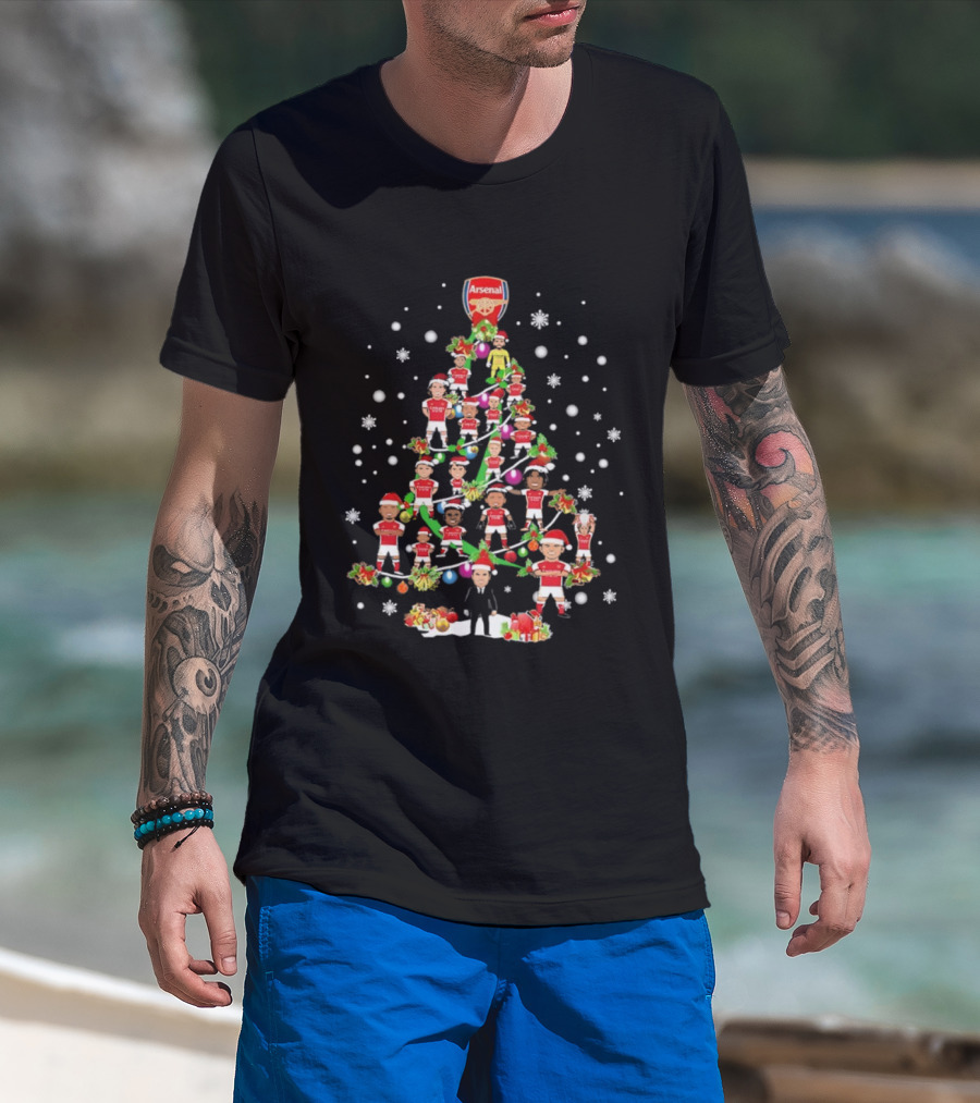 Arsenal FC Christmas Tree With Festive Players T-Shirt