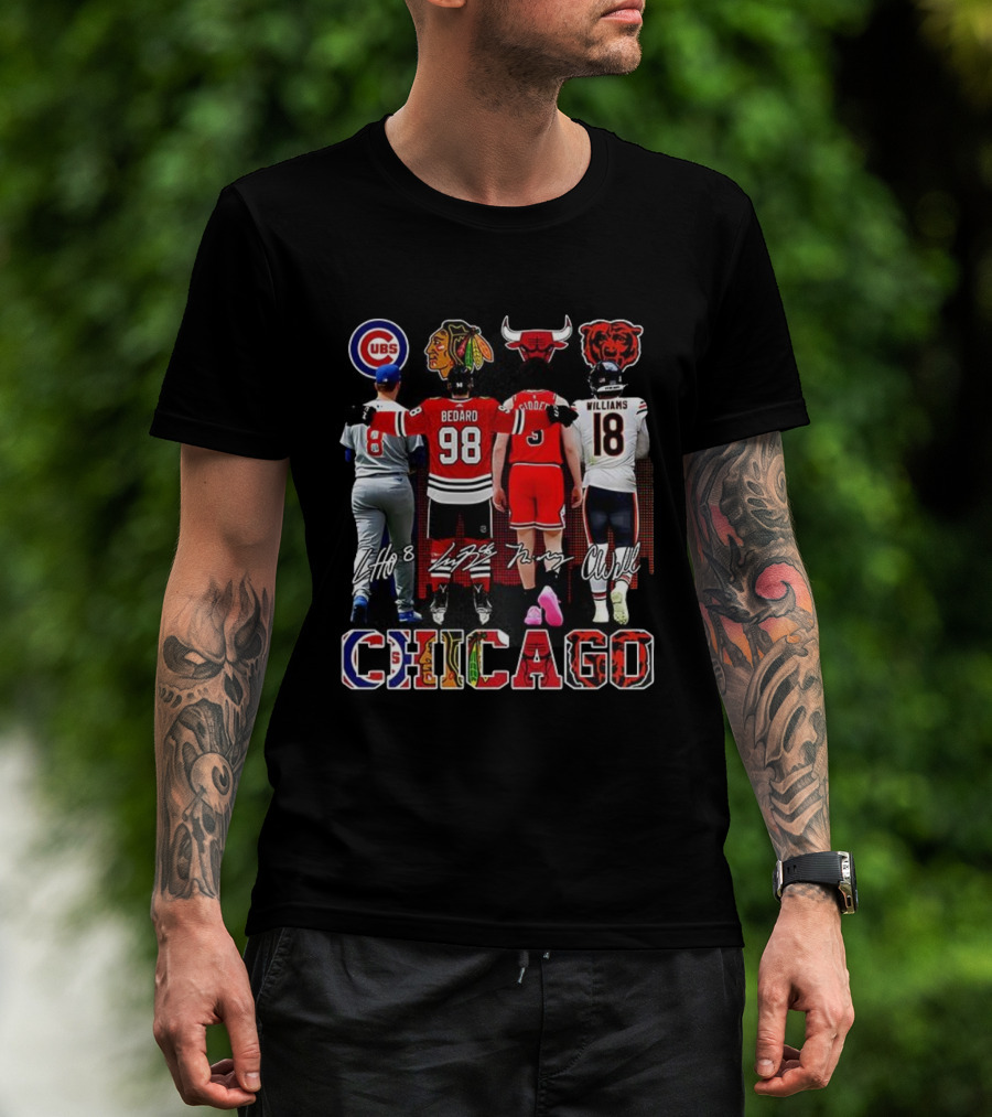 Chicago Blackhawks Bulls Bears Cubs Bedard Players Signature Collection T-Shirt