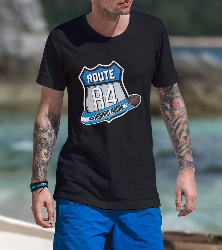 Route 84 With Herman Moore Detroit Lions Football T-Shirt