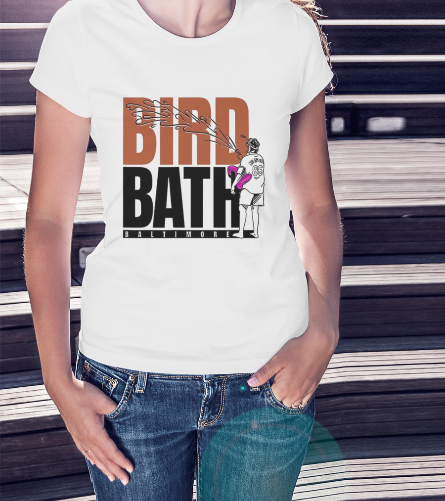 Bird Bath Mr. Splash Baltimore Orioles T-Shirt