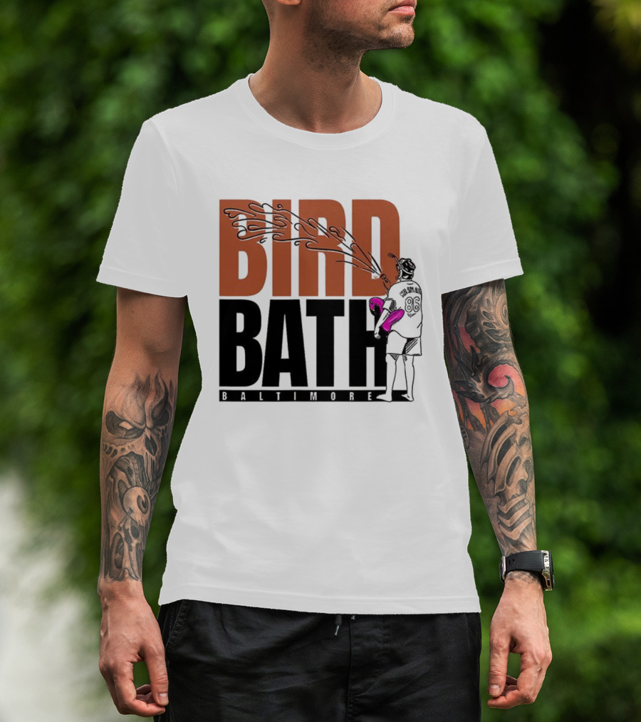 Bird Bath Mr. Splash Baltimore Orioles T-Shirt