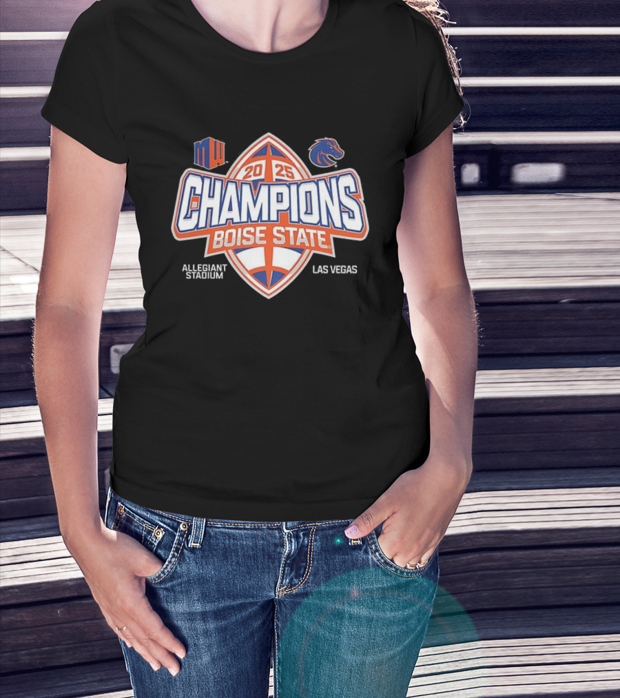 Boise State 2025 Champions Mountain West Football Albertsons Stadium Broncos Las Vegas T-Shirt