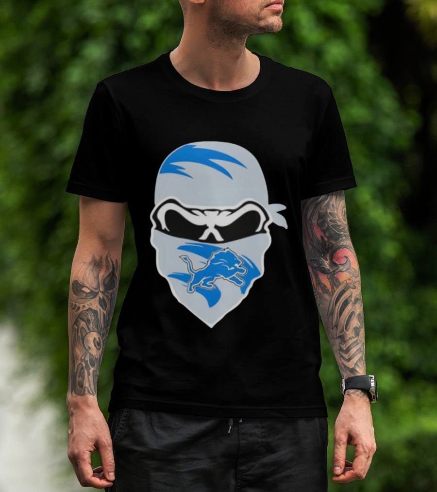 Bandana Man Detroit Lions Skull Stylish T-Shirt