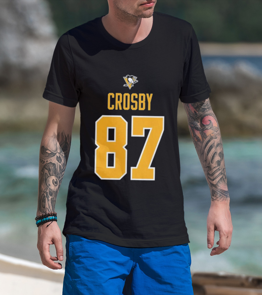 Crosby 87 Black Pittsburgh Penguins Stylish T-Shirt