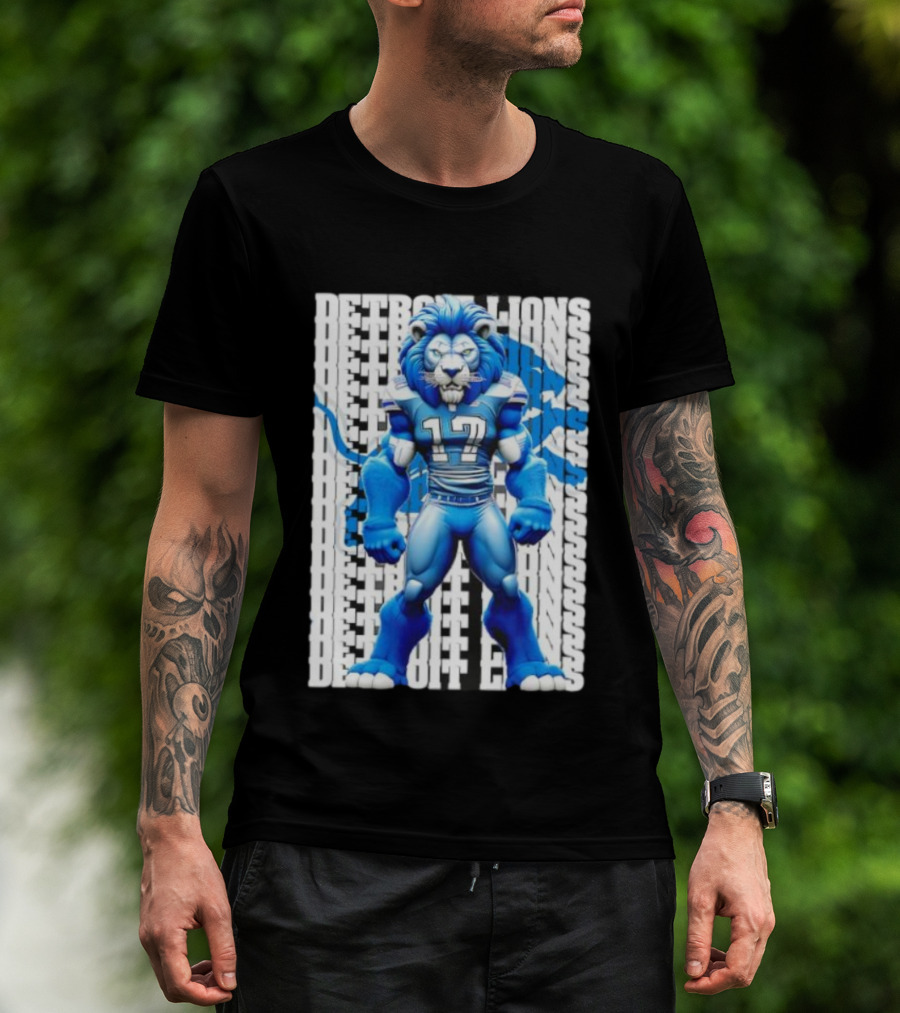 Detroit Lions Big Lion 17 Bold Blue Fan Apparel T-Shirt