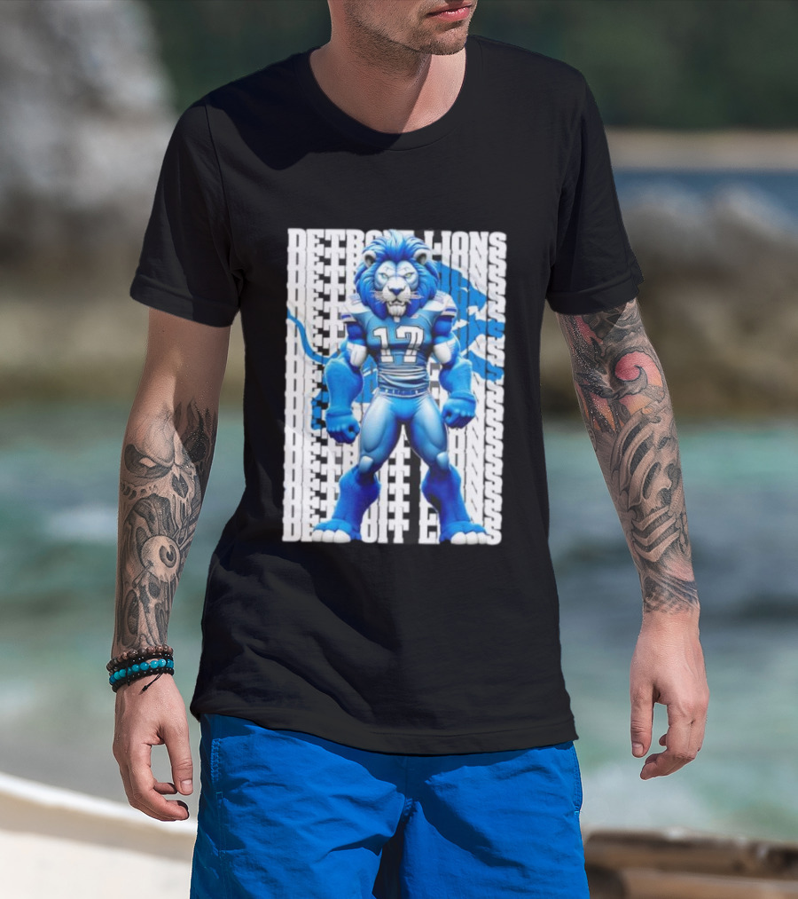 Detroit Lions Big Lion 17 Bold Blue Fan Apparel T-Shirt