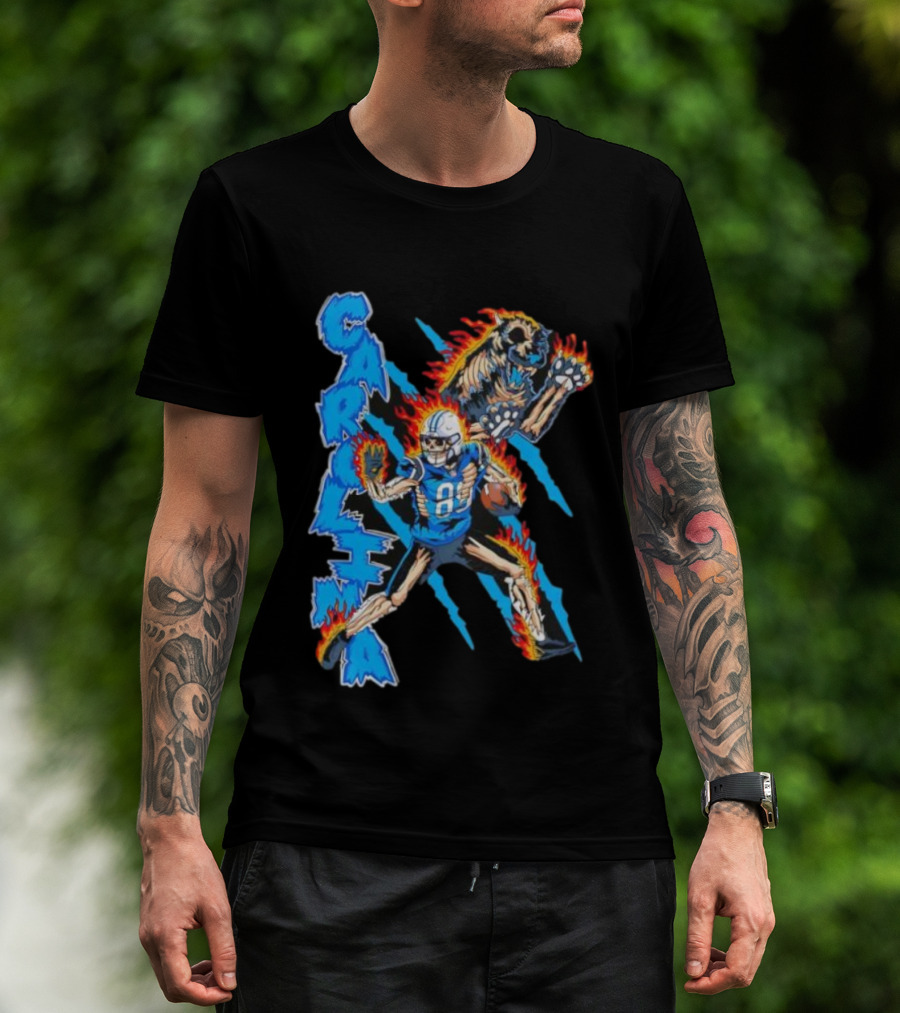 Carolina Panthers Skeleton 88 Fireball And Growling Panther T-Shirt