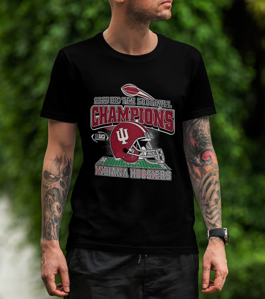 Indiana Hoosiers 2025 Big Ten Football Champions IU Helmet T-Shirt