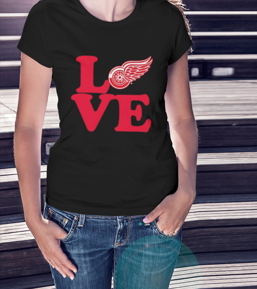 LOVE Detroit Red Wings Red Wings Stylish Iconic Fan Design T-Shirt