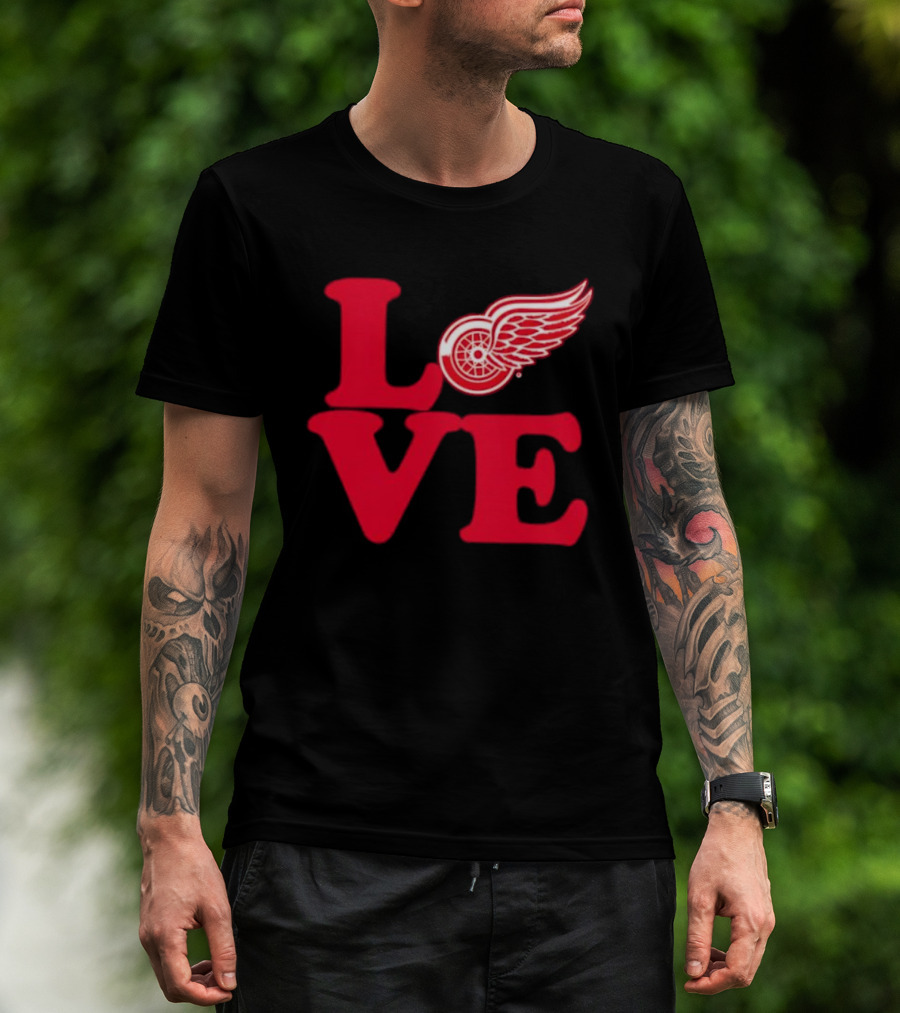LOVE Detroit Red Wings Red Wings Stylish Iconic Fan Design T-Shirt