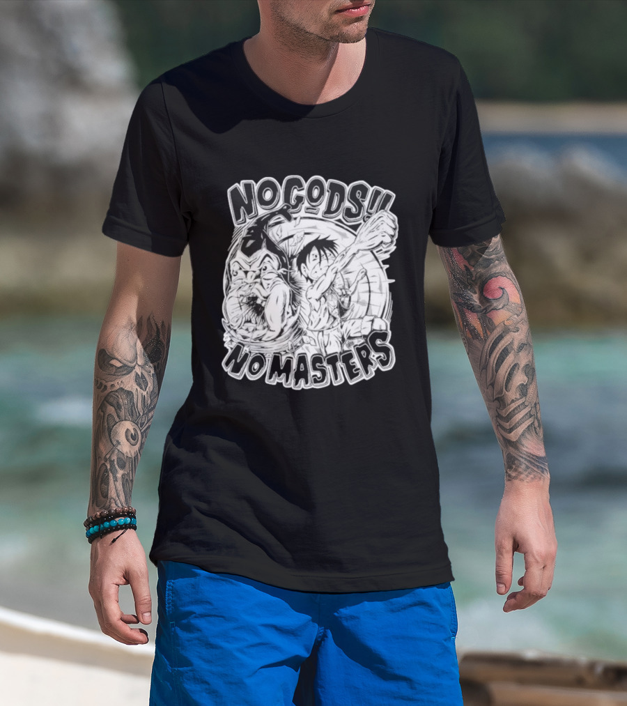 Luffy No Gods No Masters Powerful Artwork T-Shirt