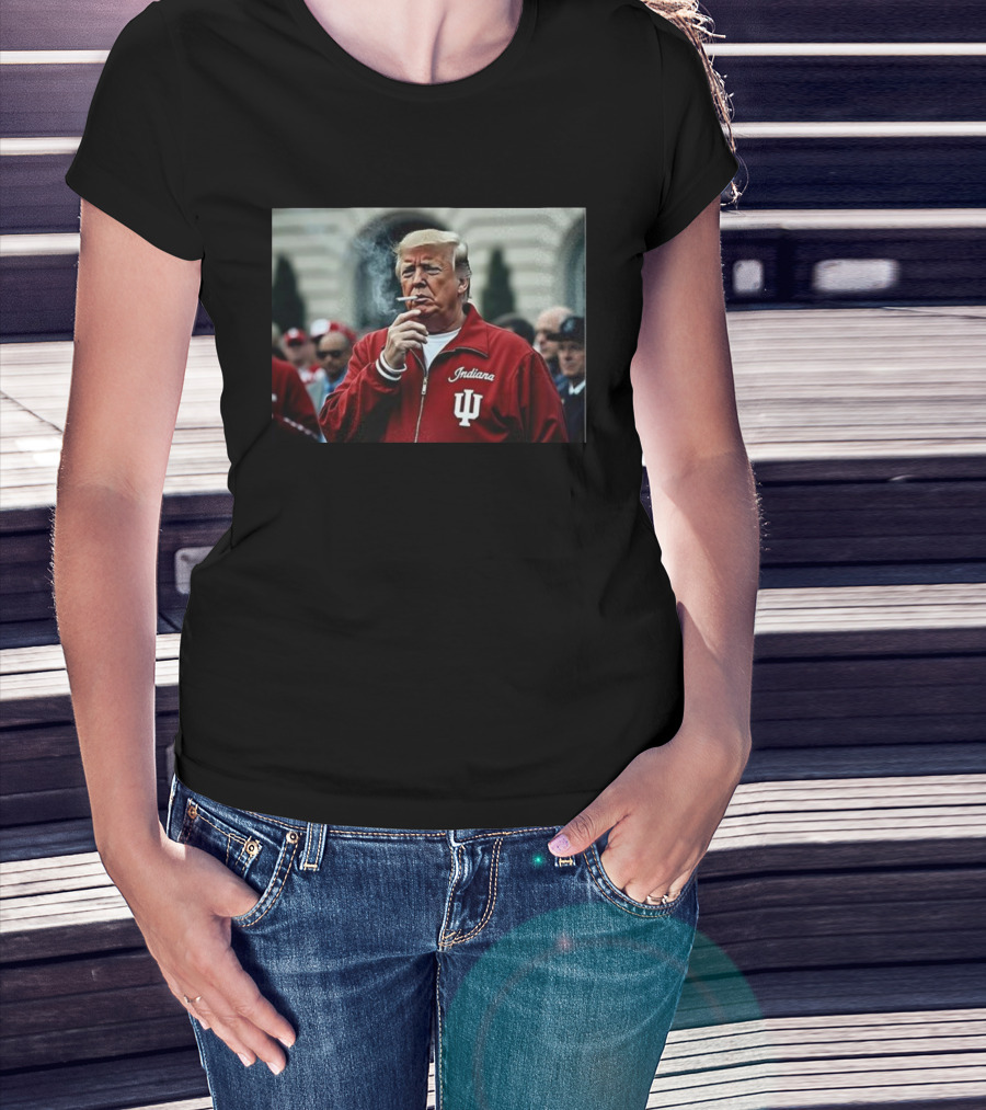 Indiana Hoosiers Trump Smoking Football Meme T-Shirt