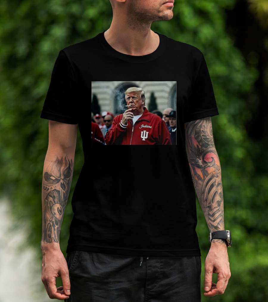 Indiana Hoosiers Trump Smoking Football Meme T-Shirt