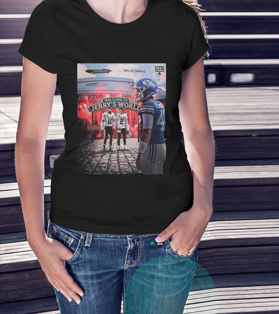 Welcome To Jerry's World Texas Tech Red Raiders Vs BYU Big 12 Champs CFB Stadium Goodyear Blimp T-Shirt