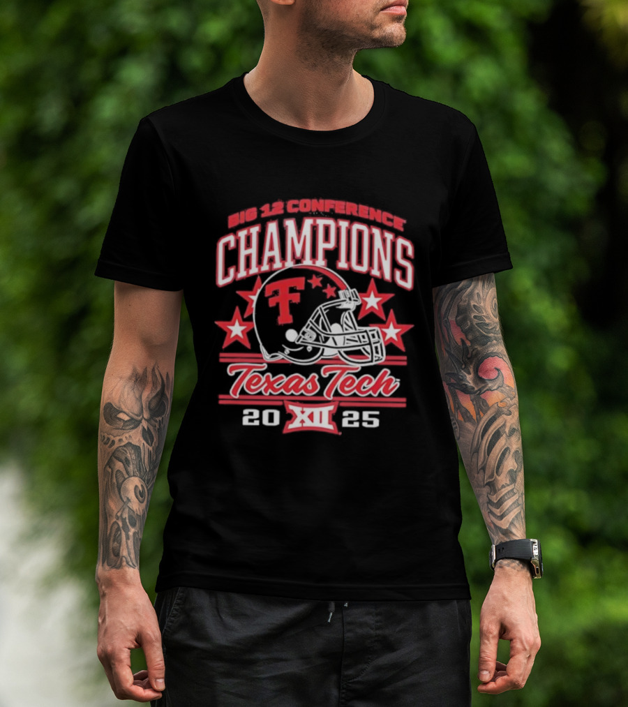 Texas Tech Red Raiders 2025 Big 12 Champions Football Helmet T-Shirt