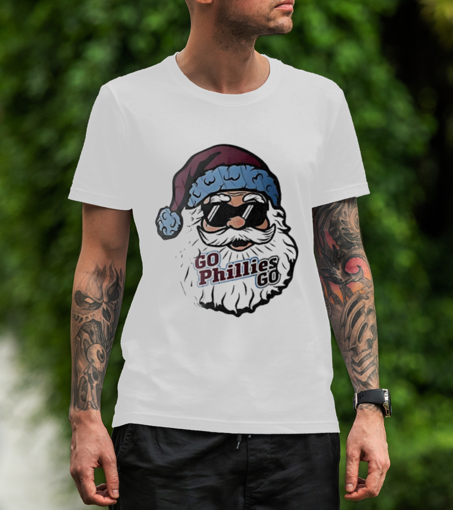 Santa Claus Phillies Go Phillies Baseball 2025 Christmas Hat T-Shirt