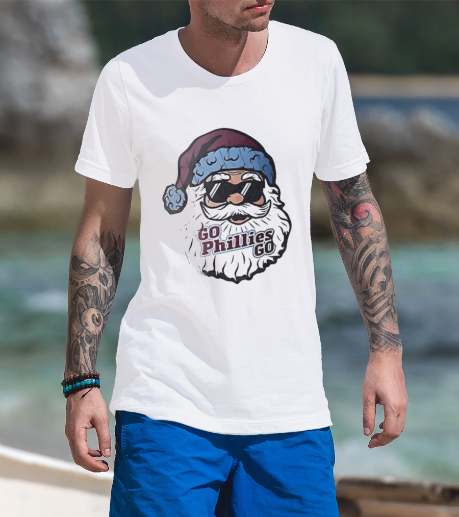 Santa Claus Phillies Go Phillies Baseball 2025 Christmas Hat T-Shirt