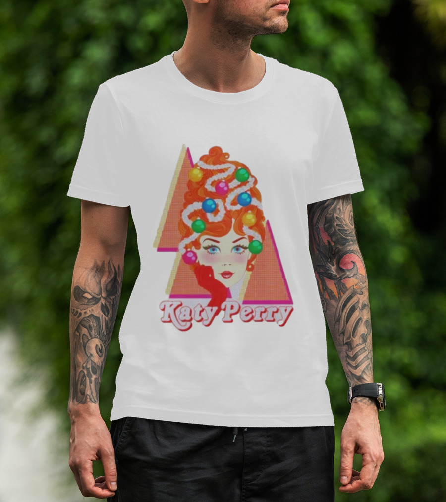 Katy Perry Christmas Candy Hair Design Merch T-Shirt