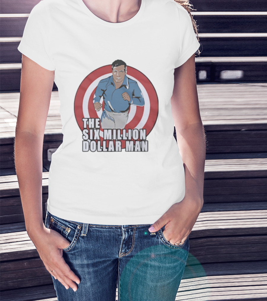 The Six Million Dollar Man Iconic Retro Style Red Target Background T-Shirt