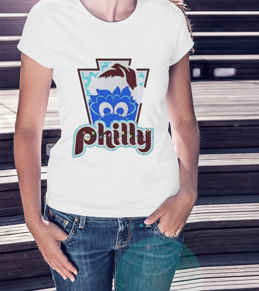 Philly Phanatic Santa Hat Christmas Philadelphia Phillies Holiday Fan Gear T-Shirt