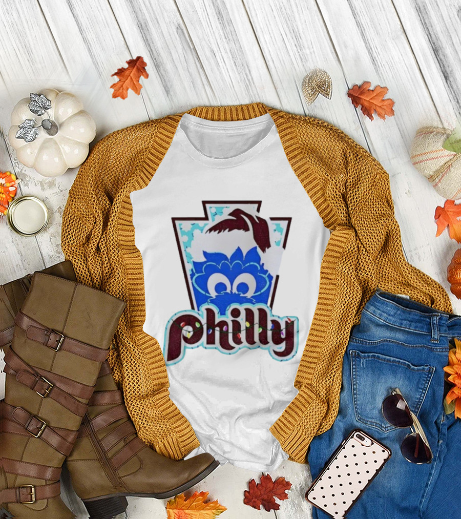 Philly Phanatic Santa Hat Christmas Philadelphia Phillies Holiday Fan Gear T-Shirt