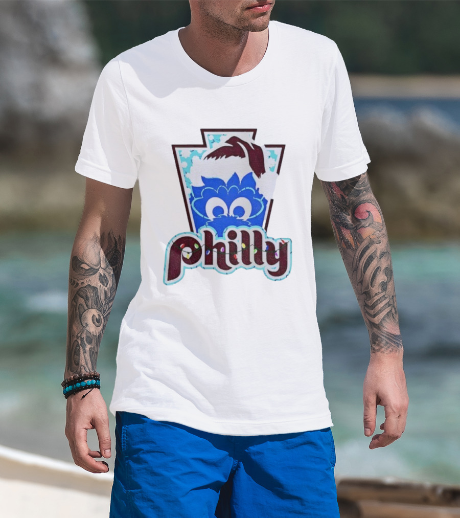 Philly Phanatic Santa Hat Christmas Philadelphia Phillies Holiday Fan Gear T-Shirt