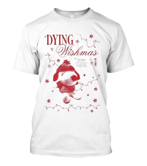 Dying Wish December 12 2025 Portland OR Concert Red Christmas Santa Hat Pom Poms Snowflakes T-Shirt