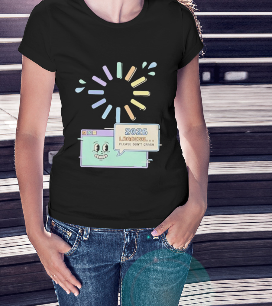 2026 Loading Please Don’t Crash Fun Pixel Art Countdown Graphic T-Shirt
