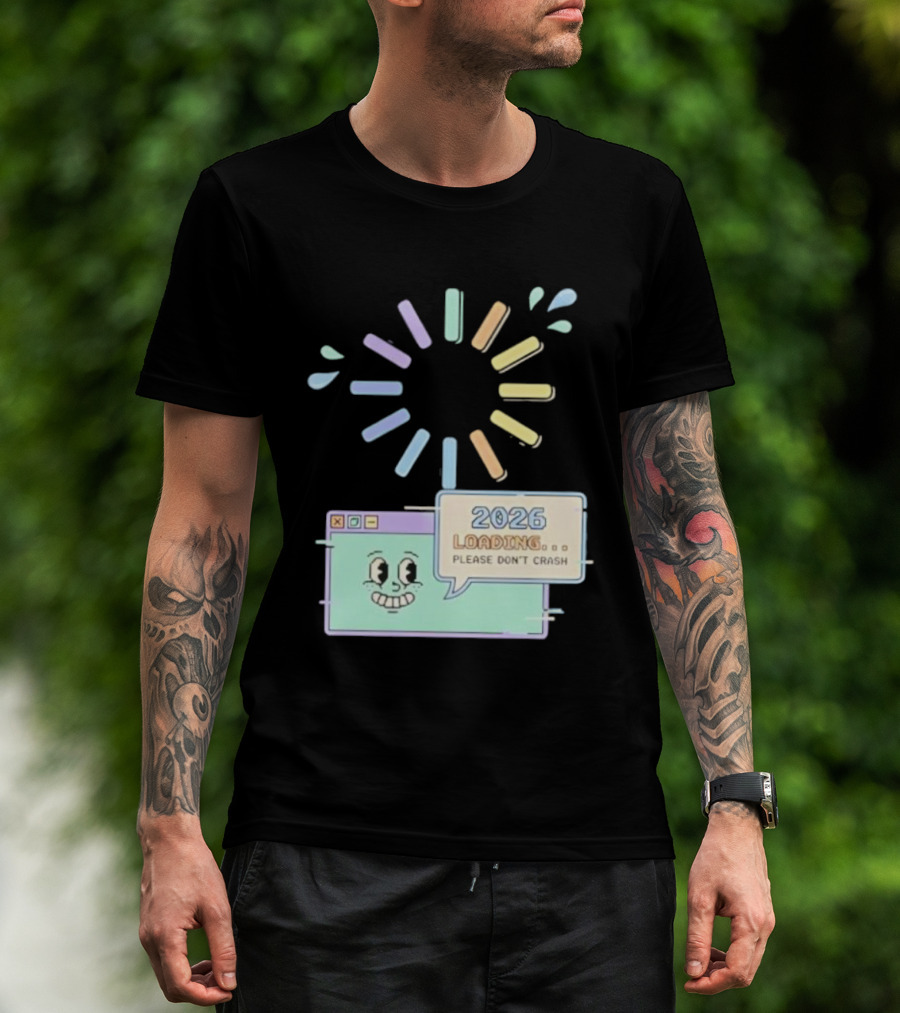 2026 Loading Please Don’t Crash Fun Pixel Art Countdown Graphic T-Shirt