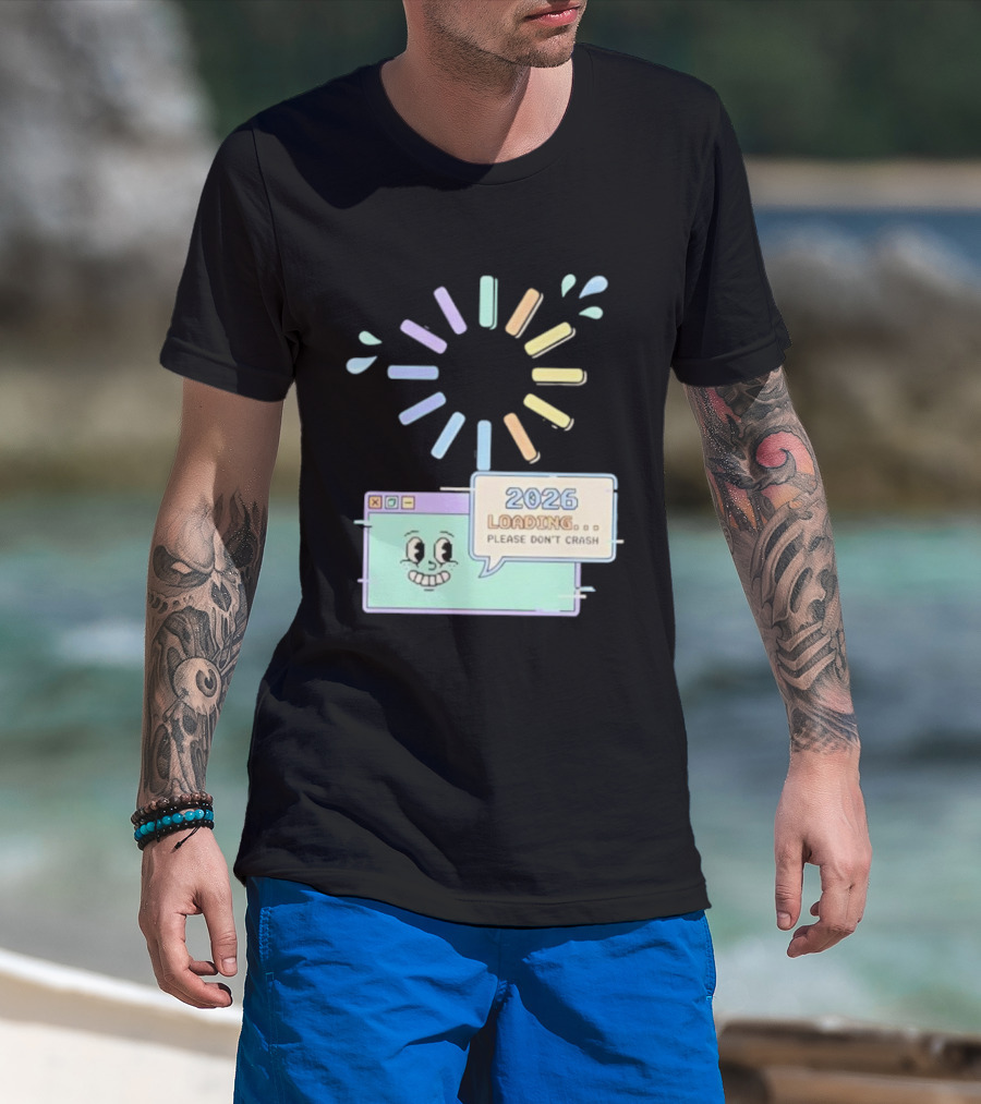 2026 Loading Please Don’t Crash Fun Pixel Art Countdown Graphic T-Shirt