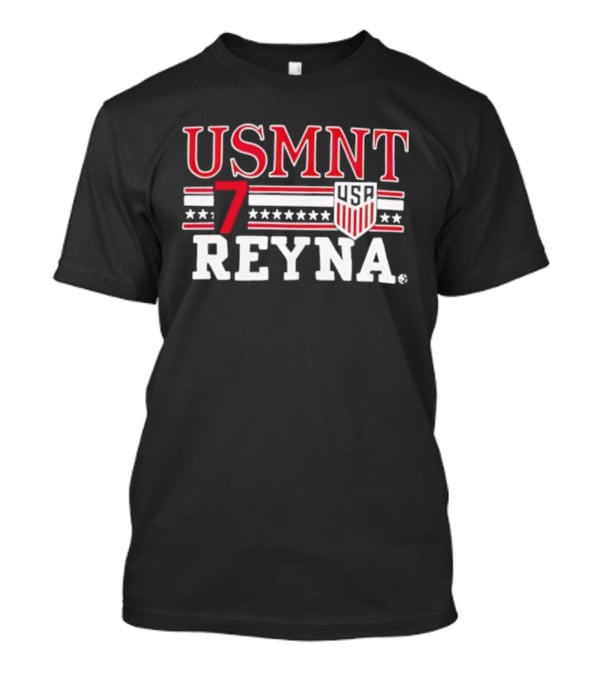 USMNT Reyna 7 USA Soccer Shield And Stars Player Print T-Shirt