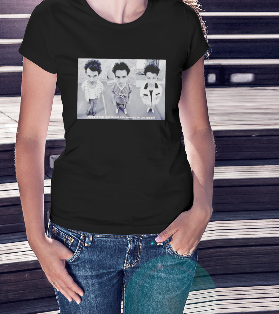 Just 3 Brothers From New Jersey Black And White Trio Image T-Shirt