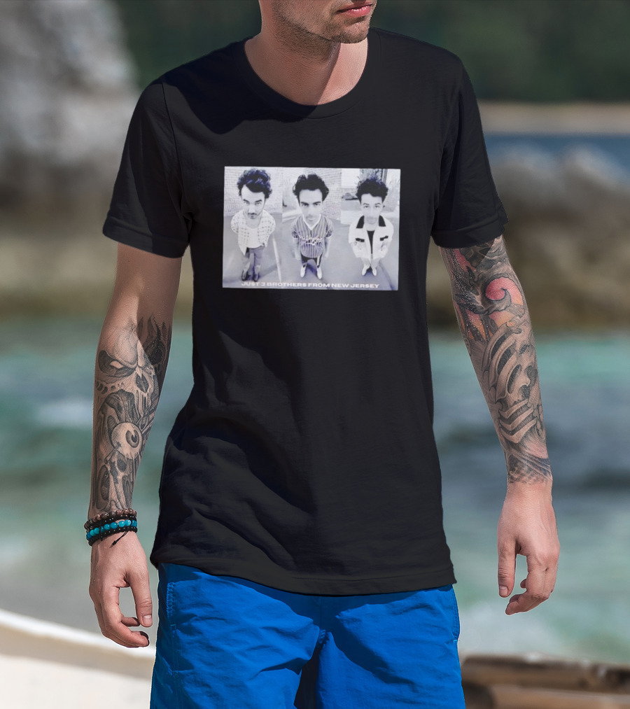Just 3 Brothers From New Jersey Black And White Trio Image T-Shirt
