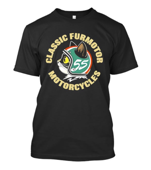 Classic Furmotor Motorcycles Retro Cat 55 Helmet T-Shirt